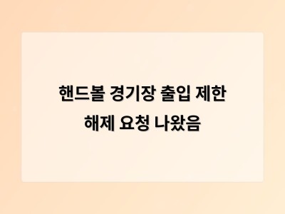 핸드볼 경기장 출입 제한 해제 요청 나왔음