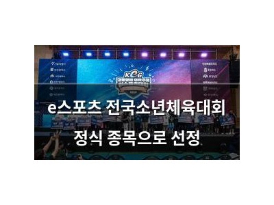 e스포츠 전국소년체육대회 정식 종목으로 선정