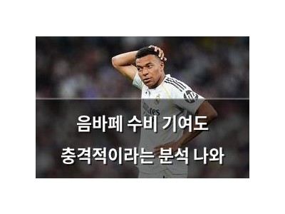 음바페 수비 기여도 충격적이라는 분석 나와