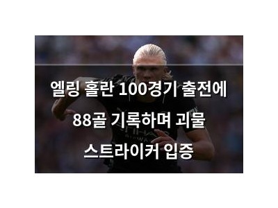 엘링 홀란 100경기 출전에 88골 기록하며 괴물 스트라이커 입증