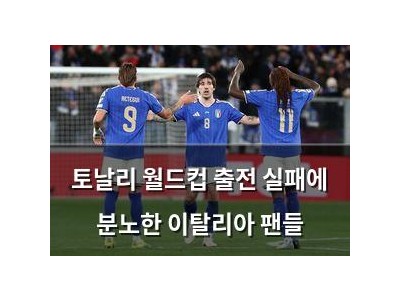 토날리 월드컵 출전 실패에 분노한 이탈리아 팬들