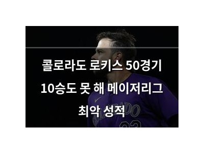 콜로라도 로키스 50경기 10승도 못 해 메이저리그 최악 성적