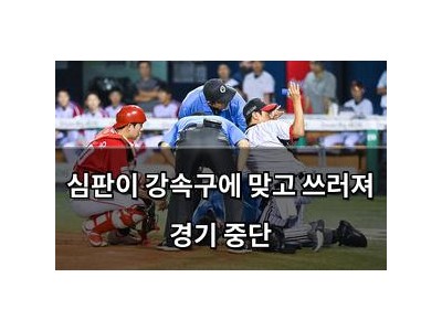 심판이 강속구에 맞고 쓰러져 경기 중단