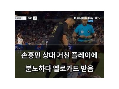 손흥민 상대 거친 플레이에 분노하다 옐로카드 받음